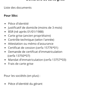 Démarche de carte grise pour 50cc