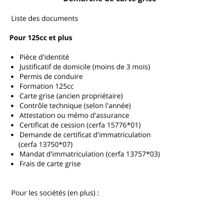 Démarche de carte grise pour 125cc et plus