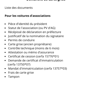 Démarche de carte grise : Pour les voitures d'associations
