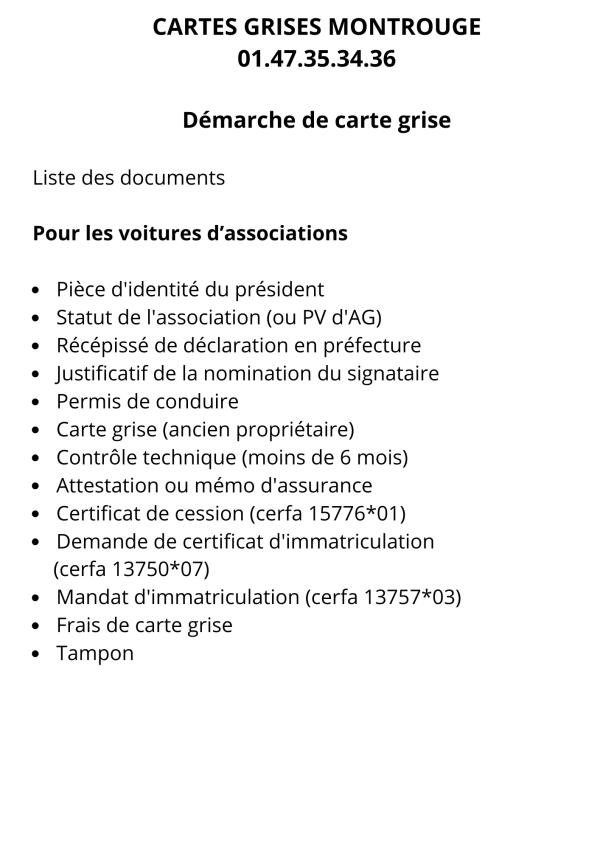 Démarche de carte grise : Pour les voitures d'associations