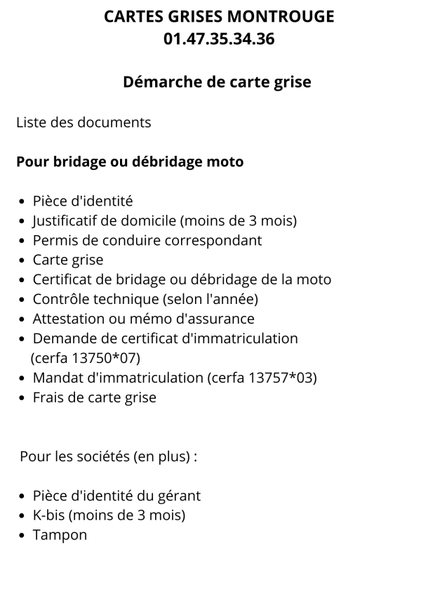 Démarche de carte de grise : Bridage ou débridage moto