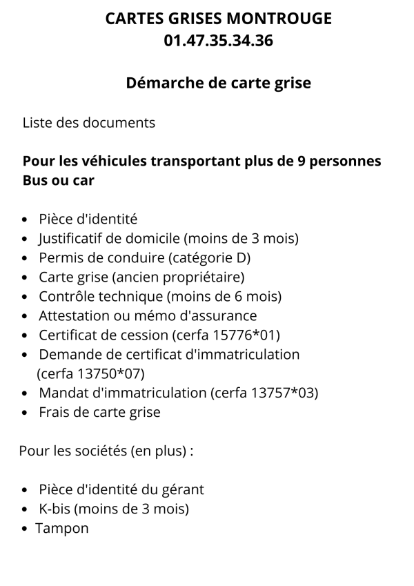 Démarche de carte grise : Pour Bus ou Car