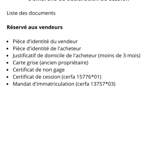 Démarche de déclaration de cession