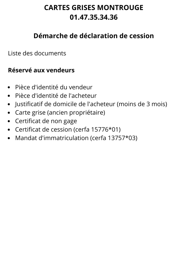 Démarche de déclaration de cession