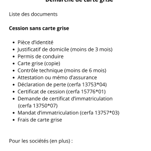 Démarche de carte de grise : Cession sans carte grise