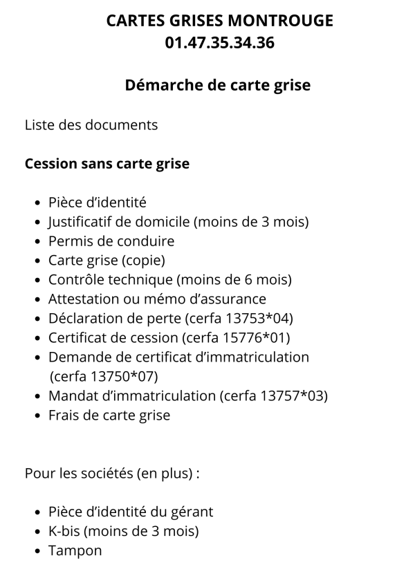 Démarche de carte de grise : Cession sans carte grise