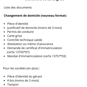 Démarche de carte grise : Changement de domicile ( nouveau format )