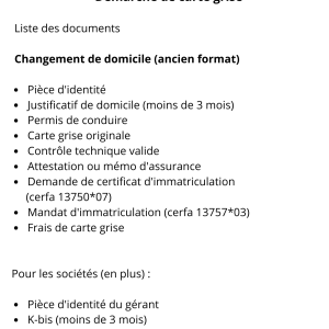 Démarche de carte grise : Changement de domicile ( ancien format )