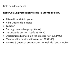 Démarche de déclaration d'achat