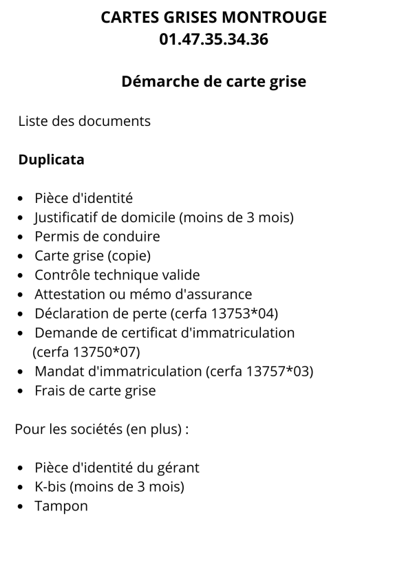 Démarche de carte de grise : Duplicata