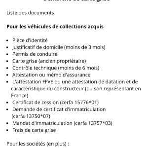 Démarche de carte grise : Véhicules collection acquis