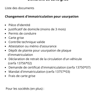 Démarche de carte de grise : Usurpation de plaque d'immatriculation