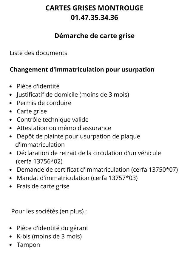 Démarche de carte de grise : Usurpation de plaque d'immatriculation