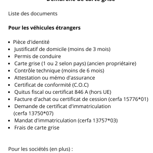 Démarche de carte de grise : Véhicules étrangers