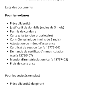 Démarche de carte grise pour Voiture