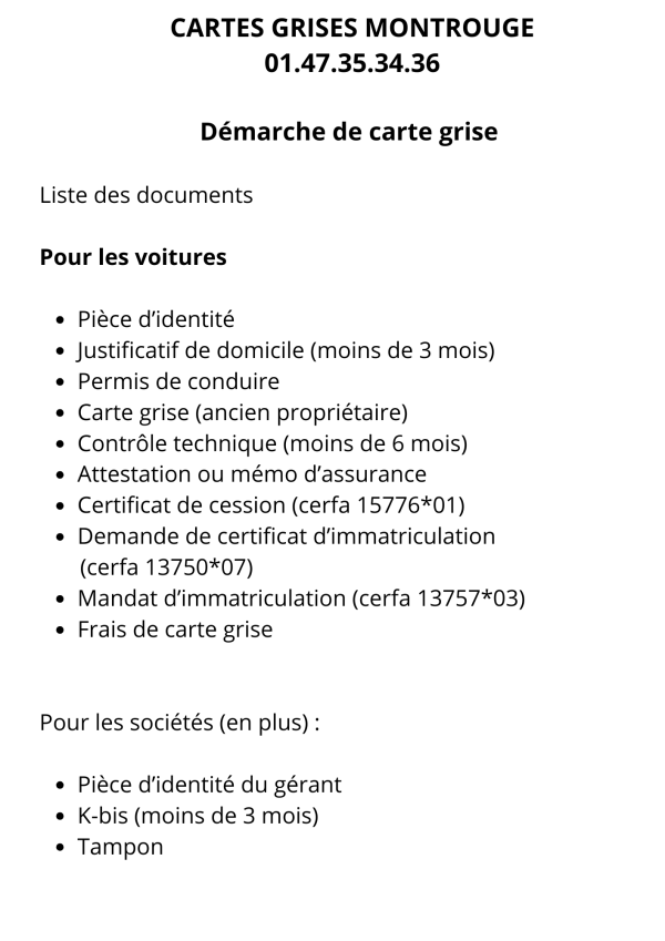 Démarche de carte grise pour Voiture