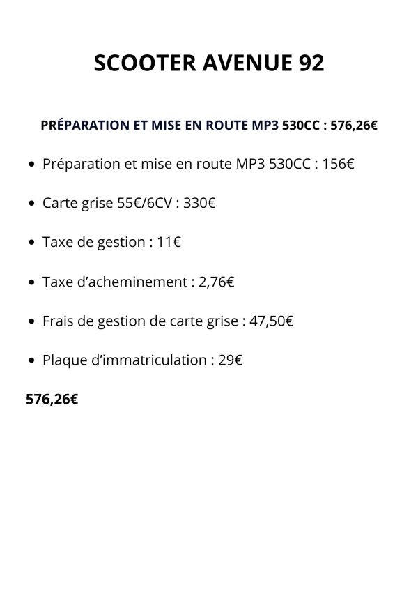 Préparation et mise en route MP3 530CC