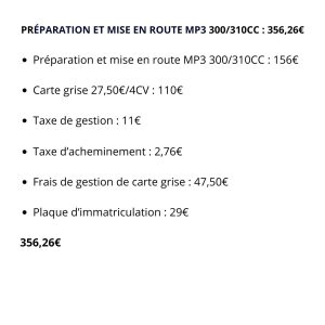 Préparation et mise en route MP3 300/310CC